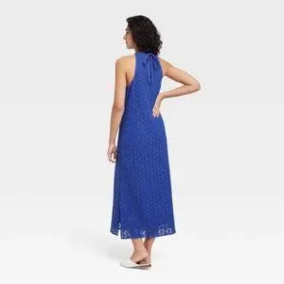 NWT A New Day - Gorgeous Blue Color! Crochet Halter Dress - Size Small - Picture 3 of 8